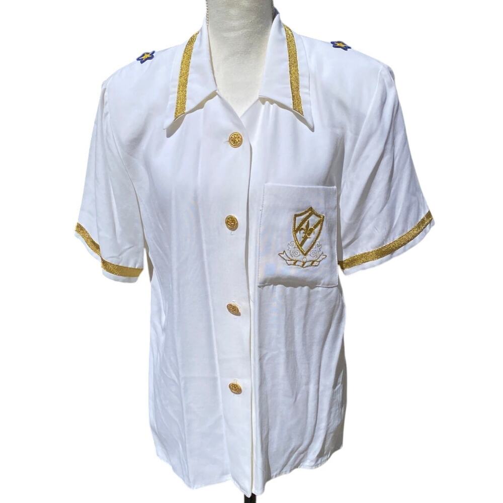 Vintage Nautical Sea Luxury Captain Sailor Yacht Blouse Embroidered Patch Synari